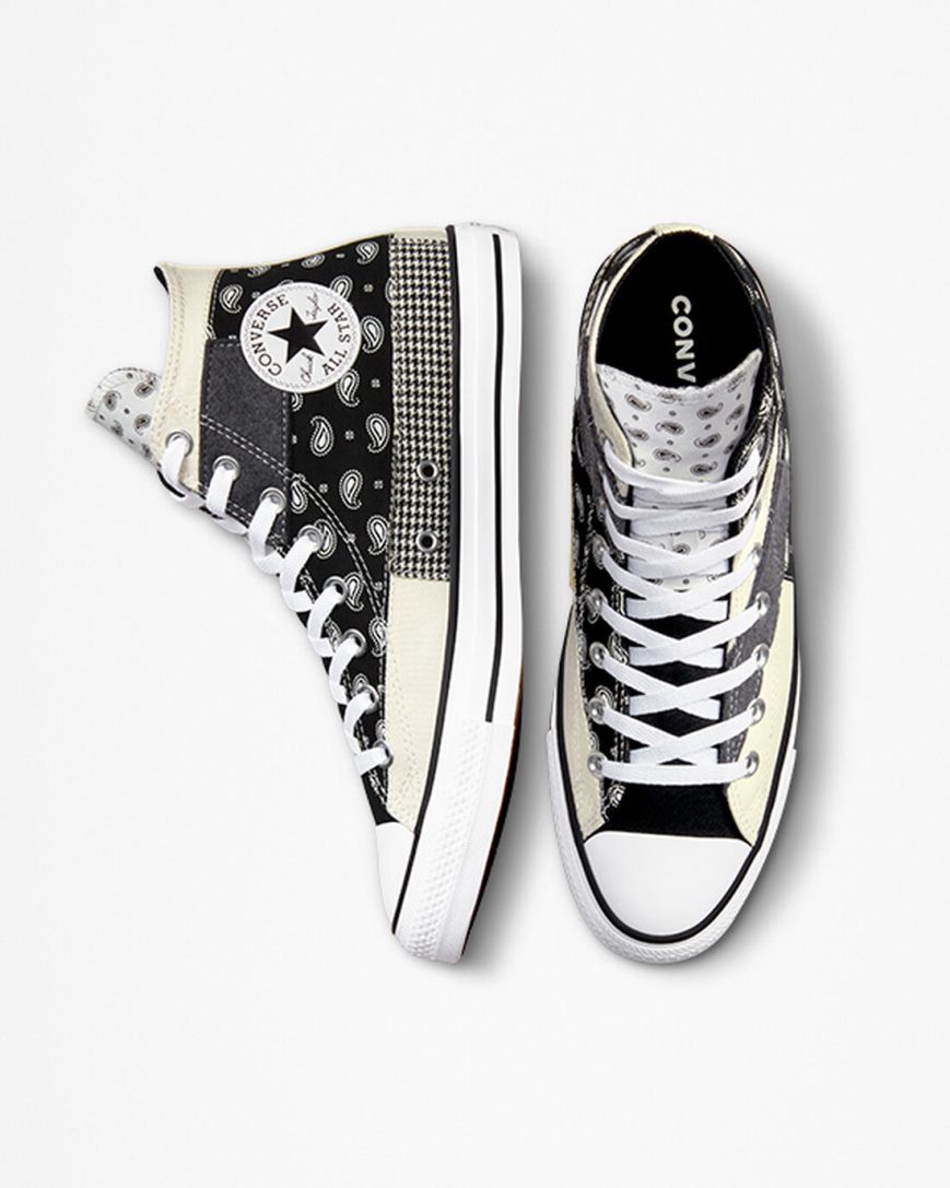 Men's Converse Chuck Taylor All Star Hacked Patterns High Top Shoes Beige / Black / White | AU 3C146V